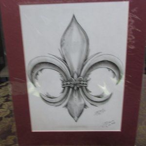 11x14 Flor de lis Matted Ready to Frame